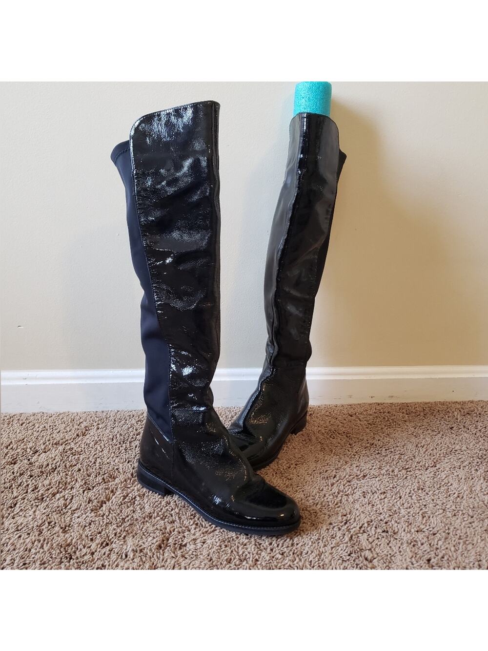 Aldo glossy leather knee high riding boots black 8.5